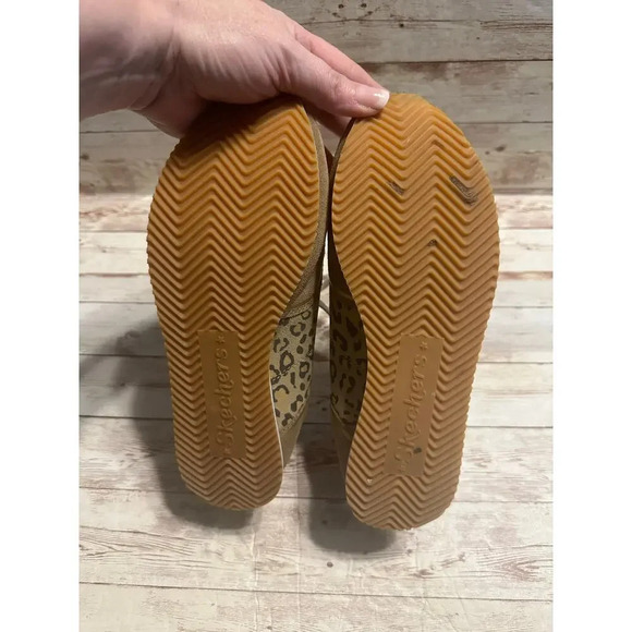 Skecher's Glitter Leopard Love Sneakers Size 8 Suede Textiles Memory Foam Gold - Picture 10 of 10